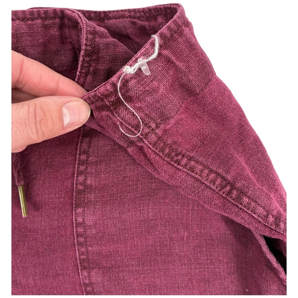Sanctuary 100% Linen Burgundy Utility Shorts Drawstring Zip Fly Raw‎ Hem NWOT 29 - Picture 5 of 7